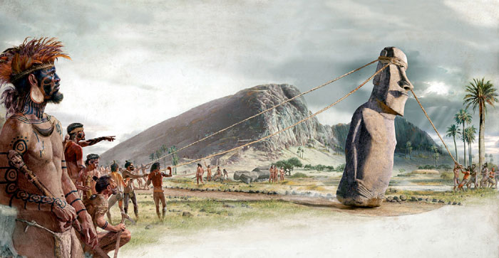 Учёные думали, что индейцы передвигали статуи вертикально с помощью канатов. Но ни один подобный эксперимент не закончился удачей