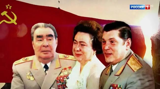 Галина Брежнева с отцом и третьим мужем. Кадр из шоу «Прямой эфир»