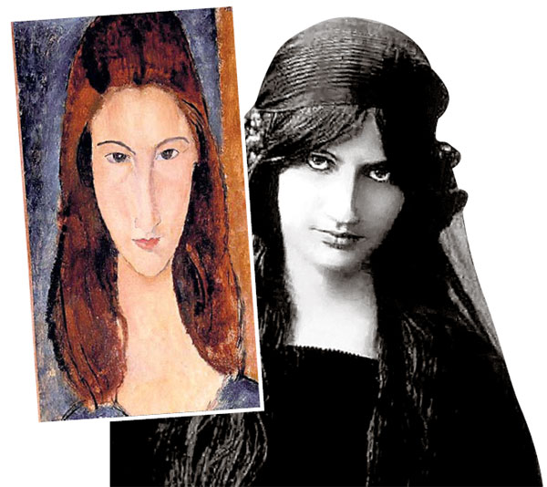 Жена мастера Жанна Эбютерн - на портрете (1919 г.) и в жизни