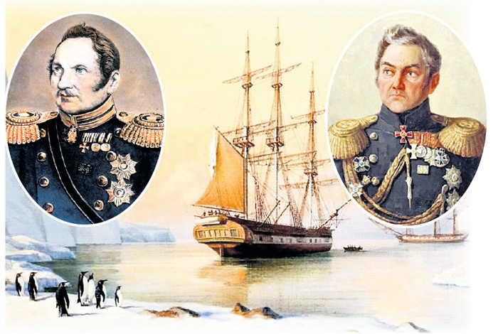 Ледяной континент открыла русская экспедиция под руководством Фаддея Беллинсгаузена (слева) и Михаила Лазарева 16 января 1820 года