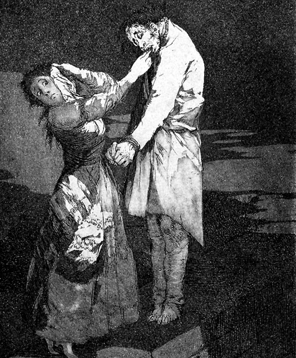 Франсиско Гойя, «Охота за зубами» (1799 г.): девушка извлекает у повешенного зубы, веря в их волшебную силу