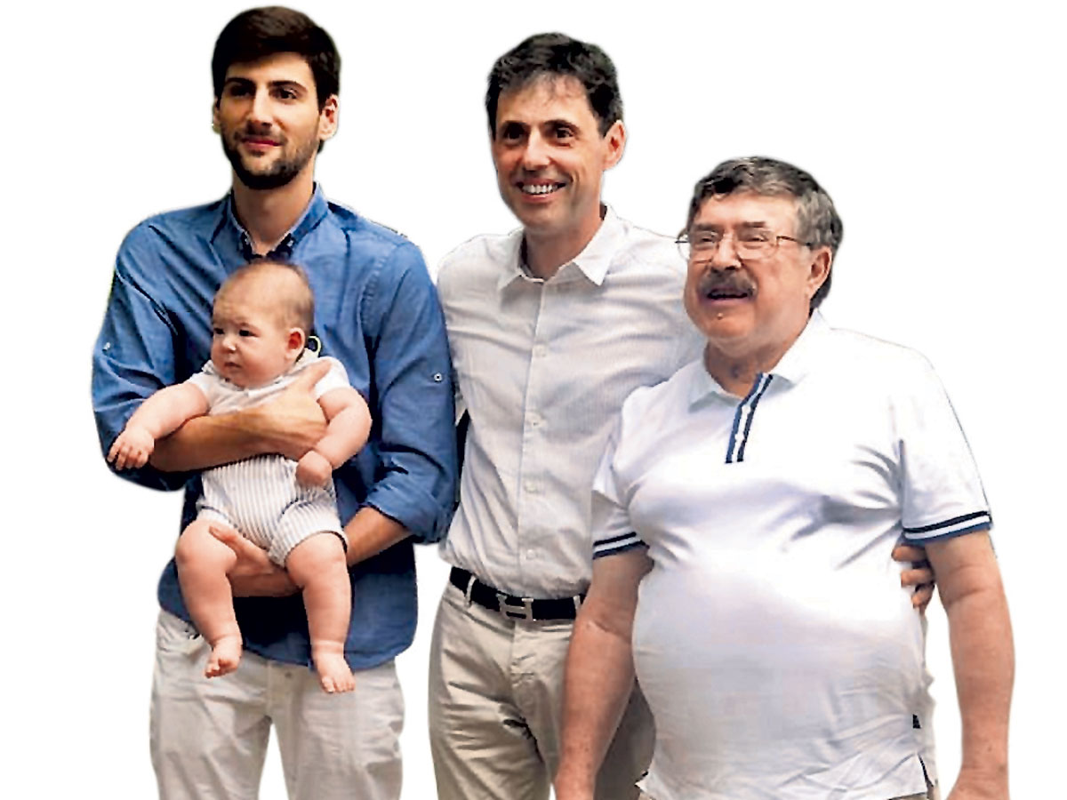 Борис Оскарович с сыном Владом, внуком Димой и правнуком Лео (август 2019 г.)
