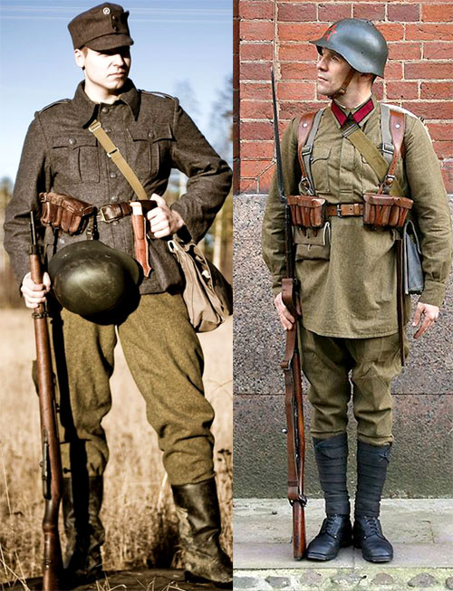 Финский солдат(слева). Советский солдат (справа)