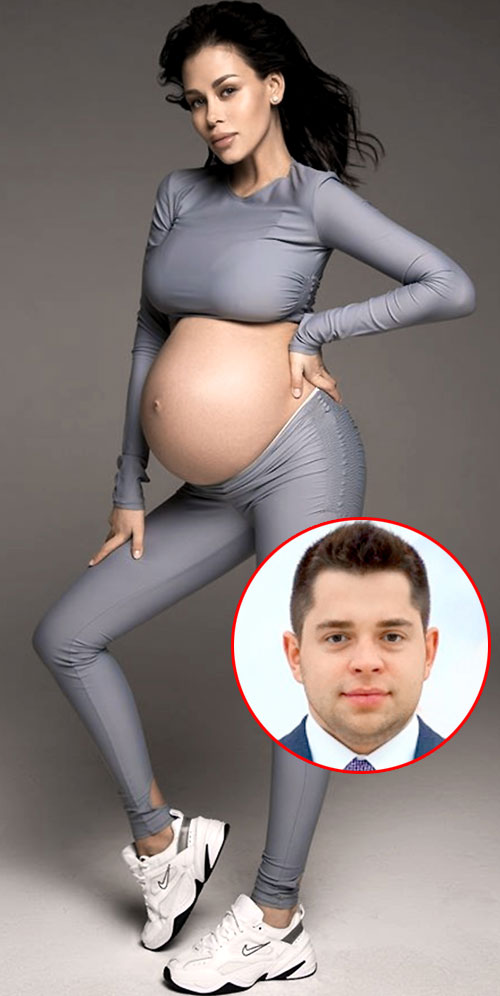 Даже незадолго до родов Женя выглядела обалденно. Артем (в круге) пылинки с нее сдувал