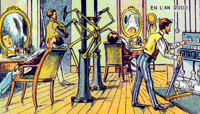 Роботы-парикмахеры: фантазия французского художника начала ХХ века
