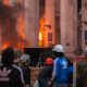 Пожар в доме профсоюзов в Одессе