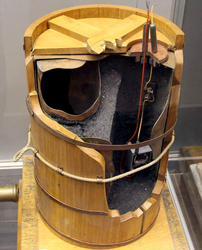 Морская мина системы Якоби в виде плавающей бочки