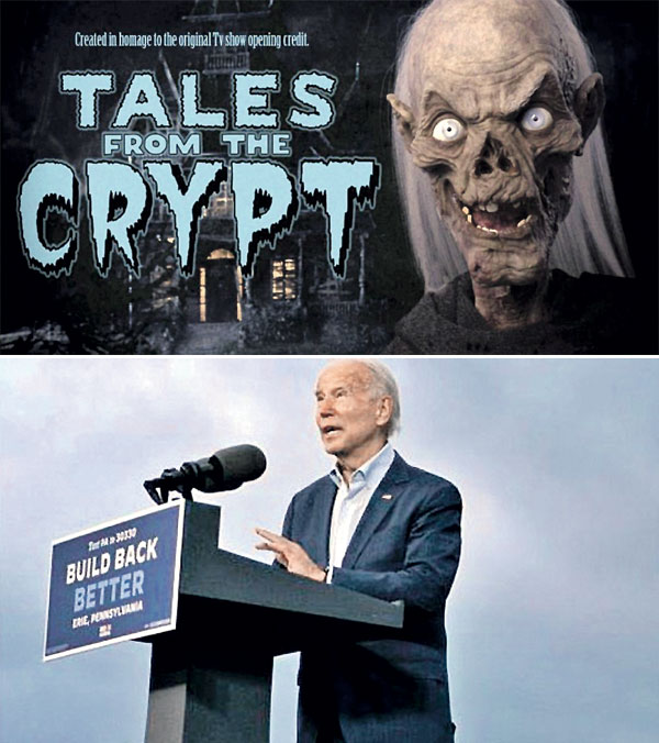 Этим коллажем шутники намекают, что 77-летнему Джо Байдену пора думать о земле, а не о Белом доме