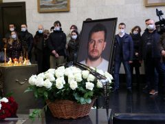 Церемония прощания с ведущим НТВ Александром Колтовым