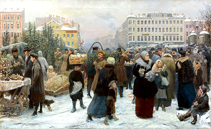 Генрих Манизер, «Елочный торг», 1870-е годы (Омский областной музей изобразительных искусств им. М.А. Врубеля)