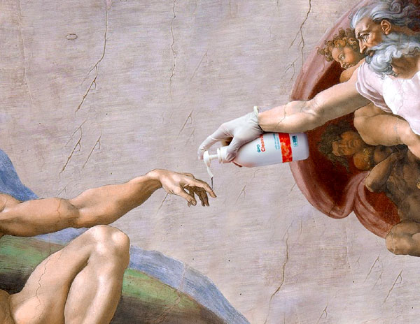 «Сотворение Адама» Микеланджело - бесконтактный вариант