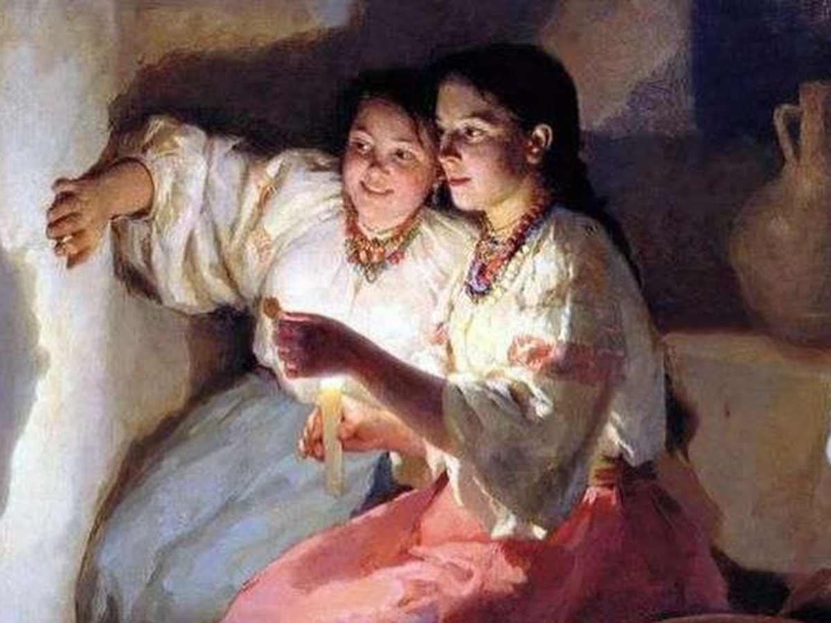 Картина художника Николая Пимоненко "Святочные гадания"