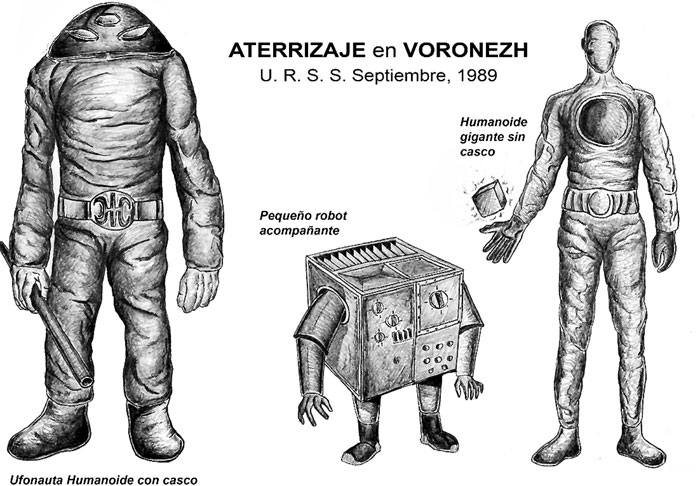 На рисунке из испанского таблоида: гуманоид в скафандре, робот, просто гуманоид