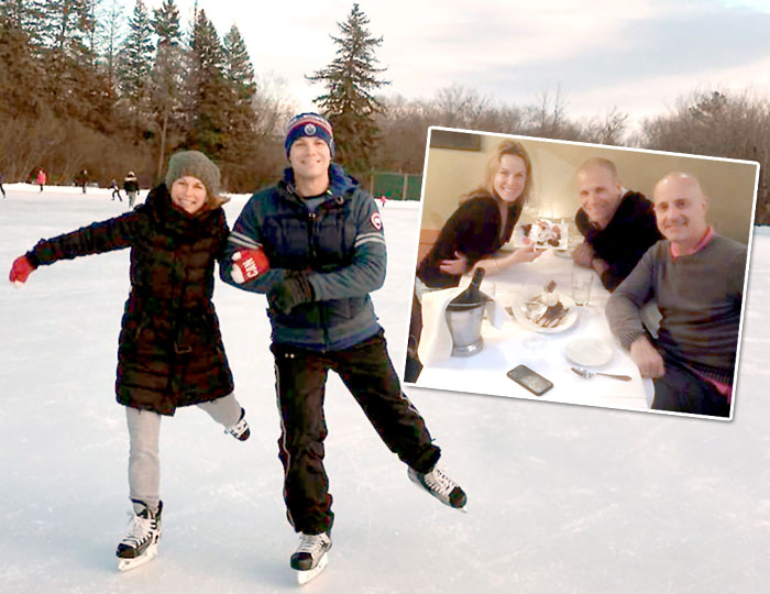 Екатерина теперь счастлива в Канаде: им с Давидом всегда хватает льда и есть с кем посидеть в хорошей компании (фото справа): в ресторане с ними еще один олимпийский чемпион - канадский одиночник Брайан Бойтано