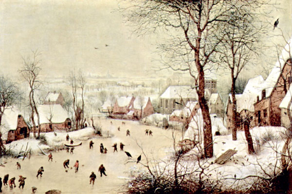 Нидерланды, 1565 г. Питер Брейгель-Старший. «Зимний пейзаж с катанием на коньках…»