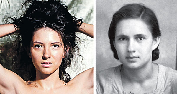 Разница между фотографиями - 65 лет. Слева моя племянница Катя, справа - моя мама, Нина Васильевна Прокопенко. Примерно в возрасте Кати. Внучка и бабушка