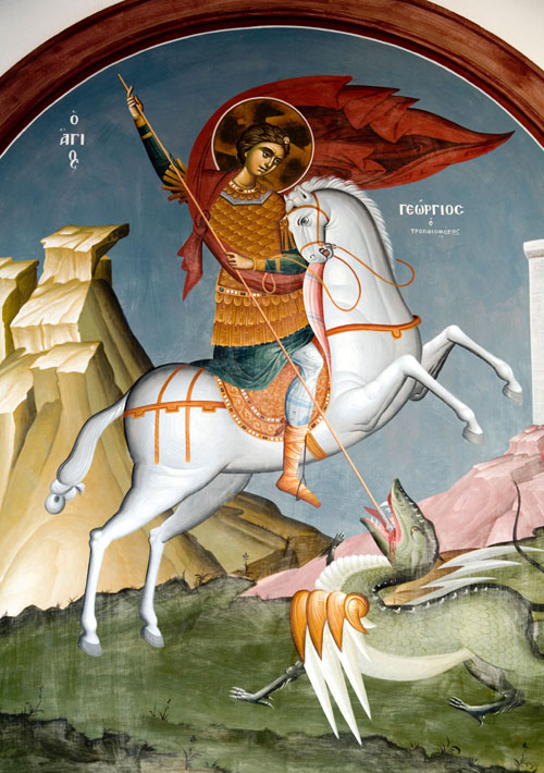 Св. Георгий, запечатленный на гербе Москвы, прикончил змея - похитителя невинных девушек