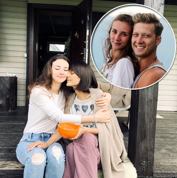 Скончавшаяся вторая жена Людмила (справа) с наследницей Дариной. В круге - девушка с мужем Сергеем Якушевым