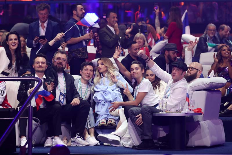 Юлия Самойлова и ее супруг Алексей Таран во время второго полуфинала «Евровидение-2018»