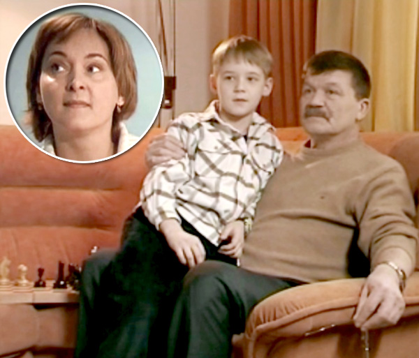 Никита со «вторым» дедом Георгием Николаенко в сериале «Кодекс чести». В круге его мама - Дарья