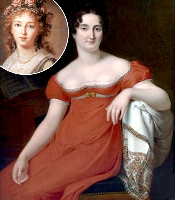Две женщины самодержца: мадемуазель Жорж и супруга Елизавета (в круге)