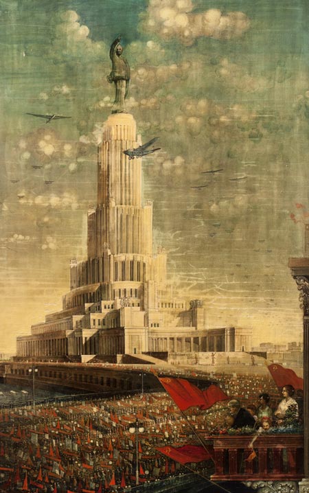 Картина Александра Котягина «Парад возле Дворца Советов»