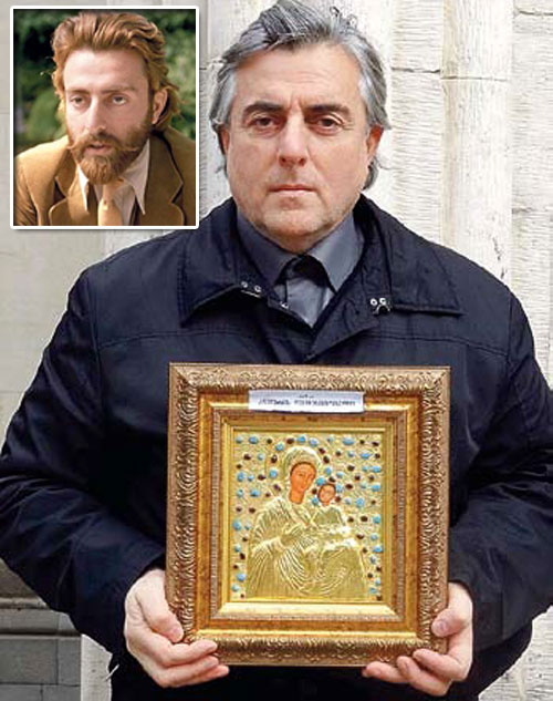 Давид Гиоргобиани в наши дни и в картине «Покаяние» (слева)