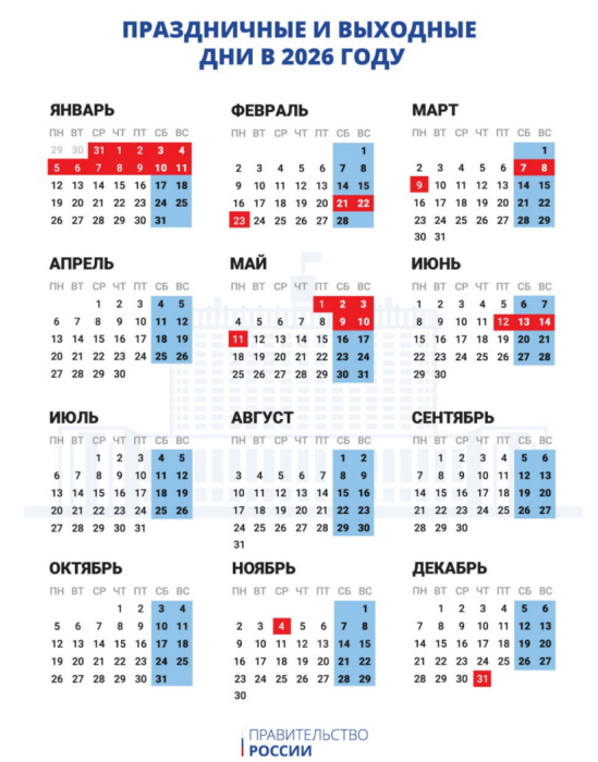31 декабря — выходной, а майские сократят. Как россияне будут отдыхать в 2026 году 