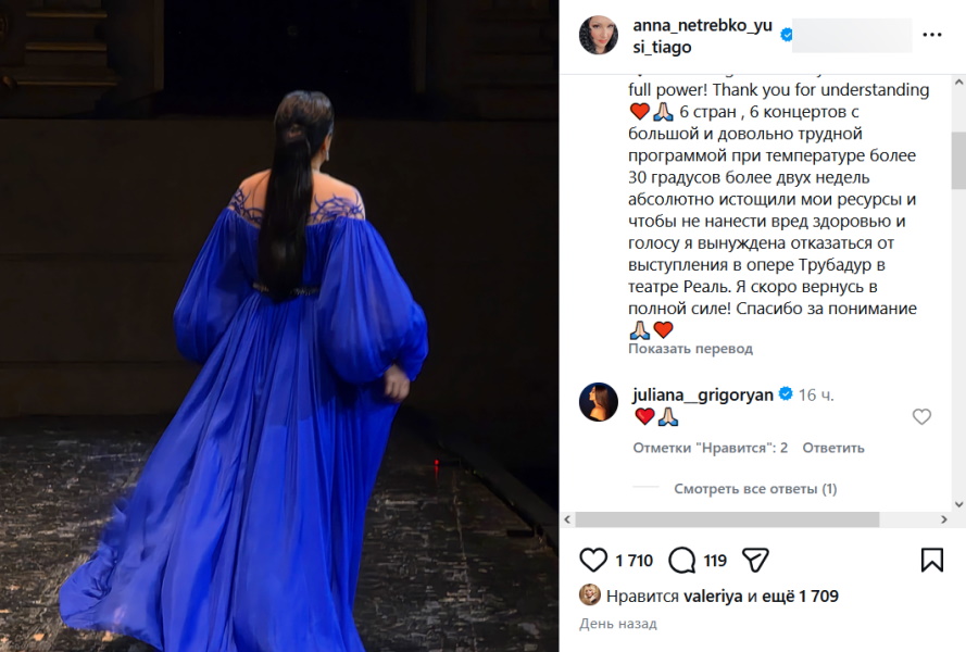 Истощение и проблемы с голосом: Анна Нетребко отменила все концерты